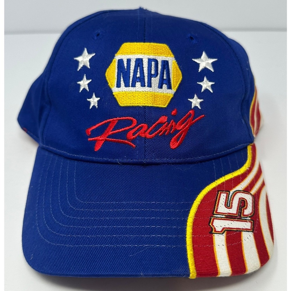 Vintage NAPA Racing Hat Blue Red‎ White Number 15 Embroidered Strapback Cap